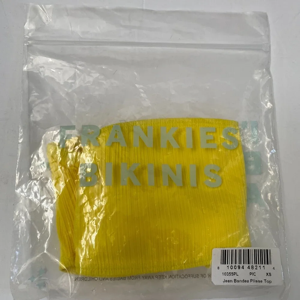NWT FRANKIES BIKINIS Pina Colada Jean Bandeau Plissé Bikini Top Size XS